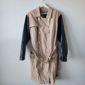 Ashley stewart women's trench coat size 14/16 Collared colorblock long sleeve